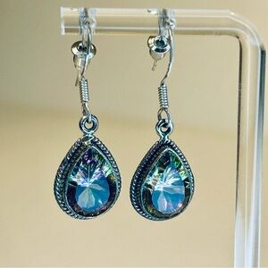 . 925 Sterling Silver Mystic Topaz Teardrop Earrings